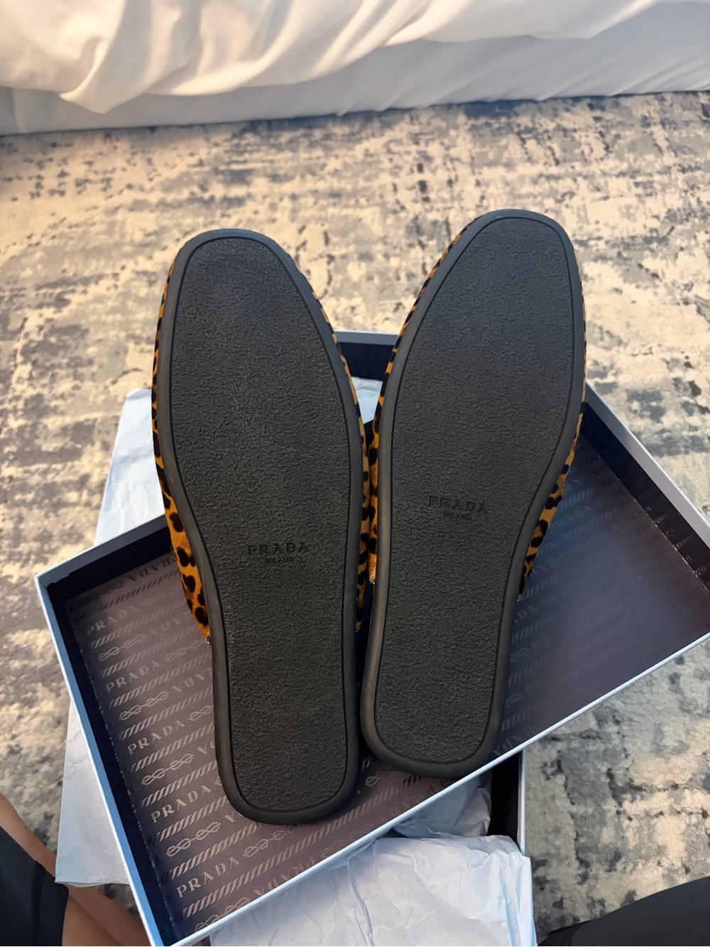 Prada Leopard-Print Slip-On Mules - Tan/Black - Picture 2 of 6